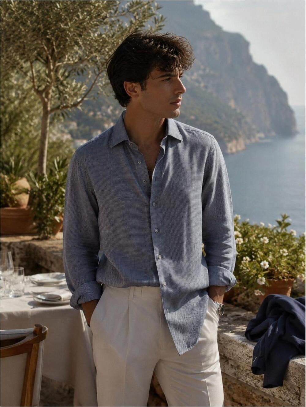 Ermenegildo Zegna Linen Cotton Button Down Luxury Shirt XL Coastal Italy Euro